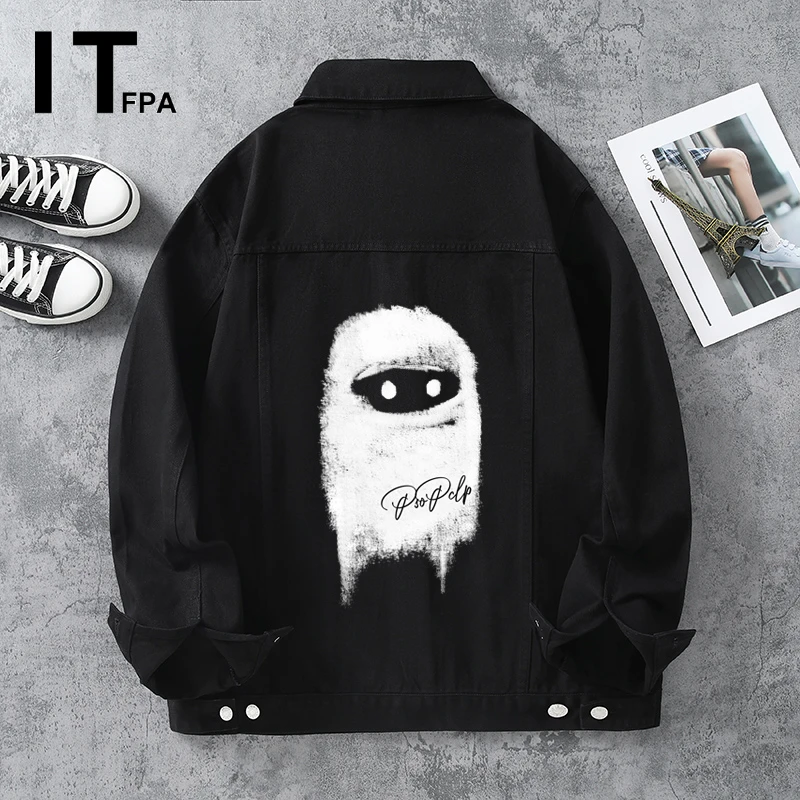 IT FPA忍者印花牛仔衣夹克高街蒙面人秋冬休闲潮牌男女宽松外套