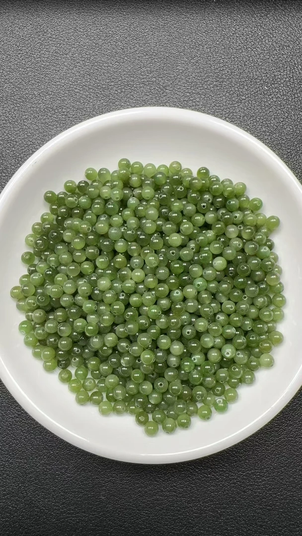 多样性发30颗卡4mm纯天然和田玉碧玉散珠简约圆珠DIY首饰通用配件