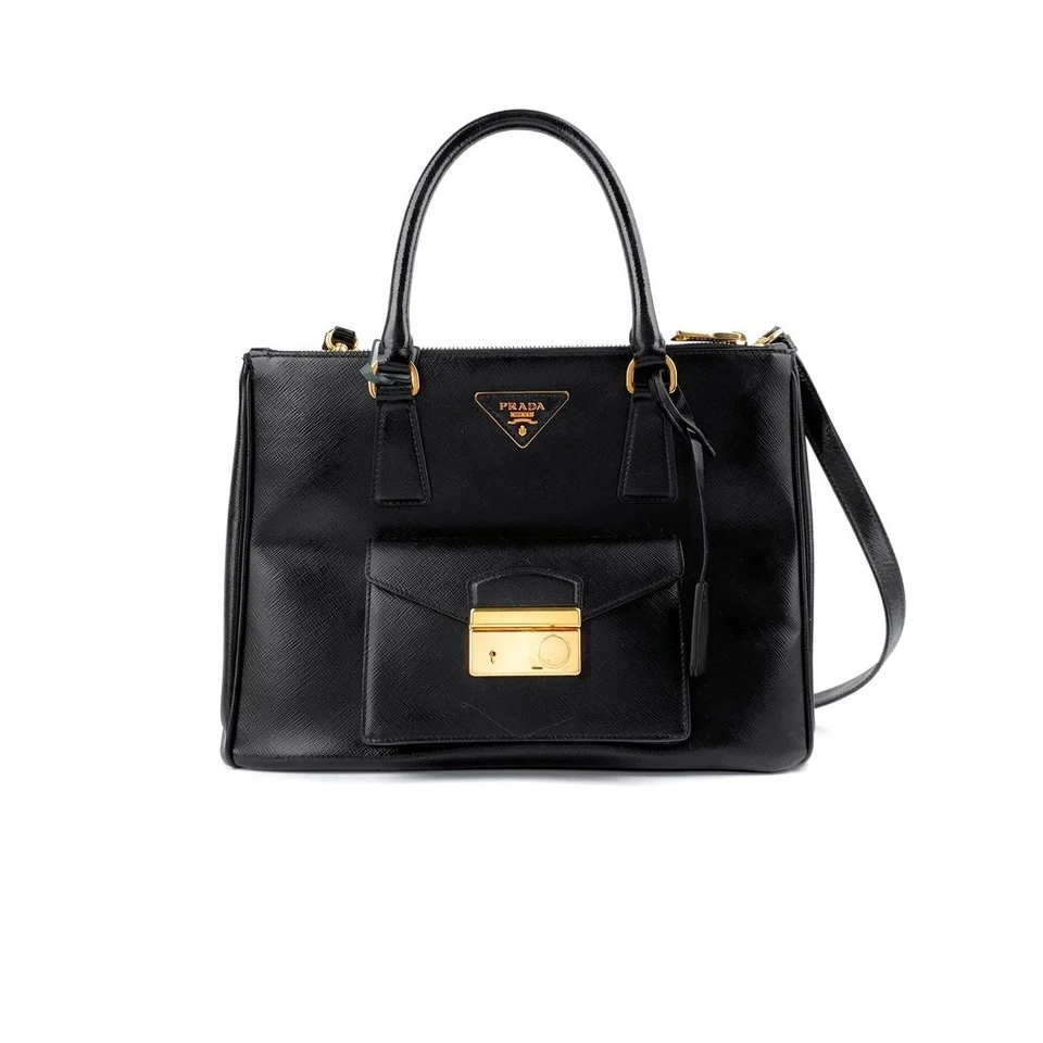 99新 Prada/普拉达 黑金杀手包手提单肩包