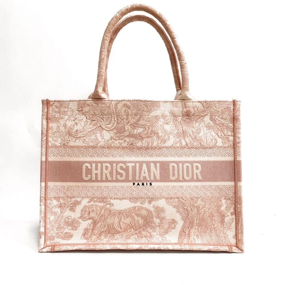 95新 DIOR/迪奥 小号粉色刺绣限定款book tote购物袋手提包