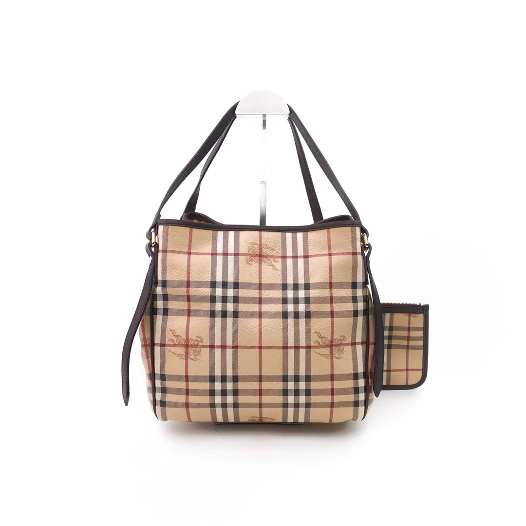 95新 BURBERRY/博柏利 牛皮经典格纹战马子母托特包手提包单肩包