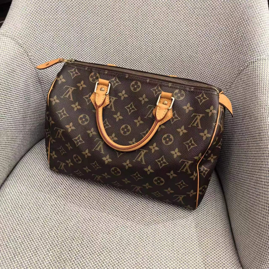 95新 LouisVuitton/路易威登 老花speedy30手提包