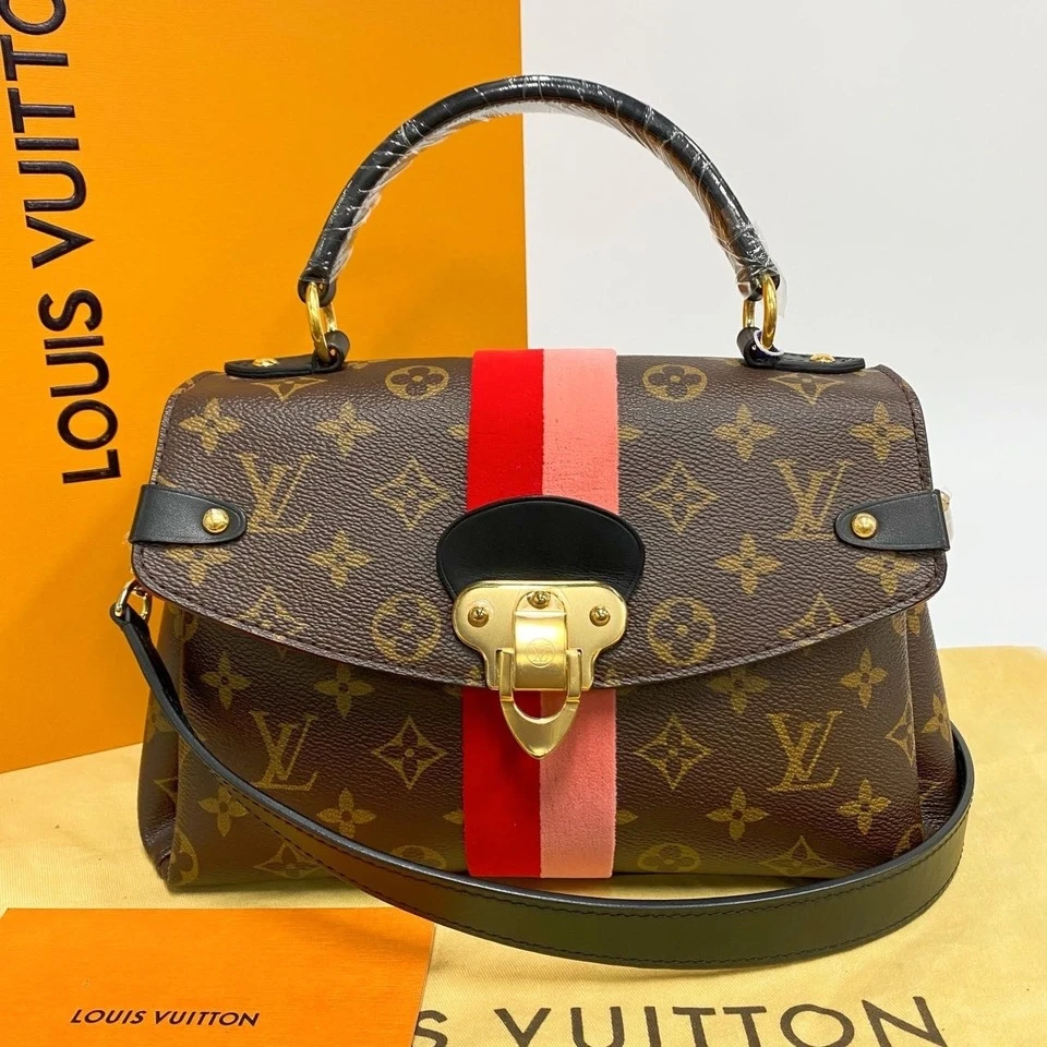 99新 LouisVuitton/路易威登 老花牛皮拼色Georges邮差包手提包单