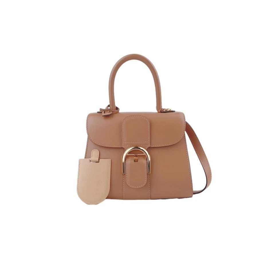 99新 Delvaux/德尔沃 肤色牛皮金扣 Brillant手提单肩包