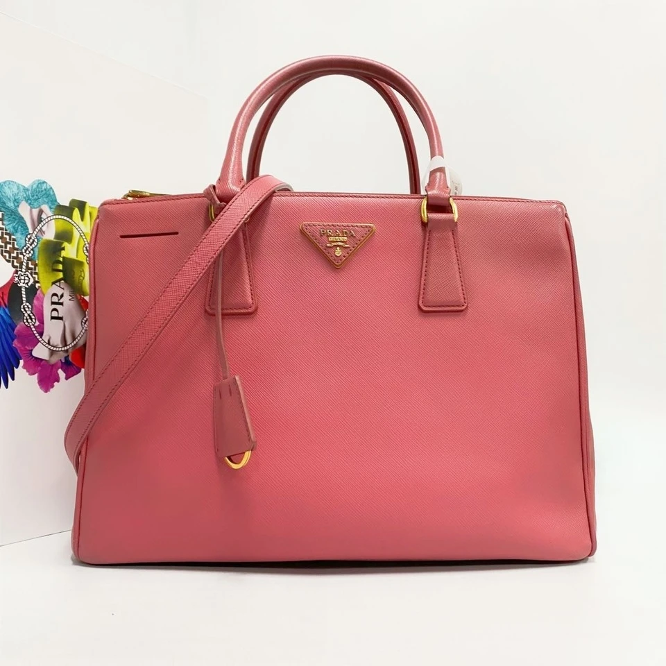 95新 Prada/普拉达 梅粉色牛皮杀手包中号肩带款
