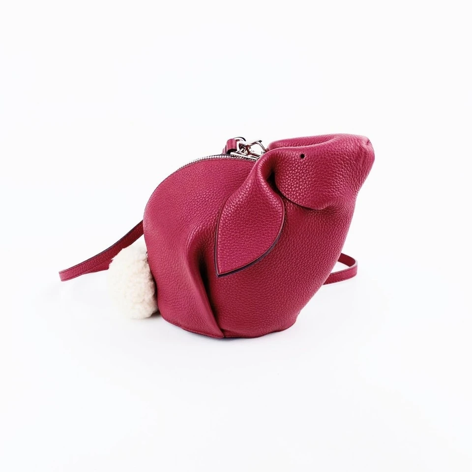 95新 LOEWE/罗意威 毛绒拼皮兔子动物包单肩包