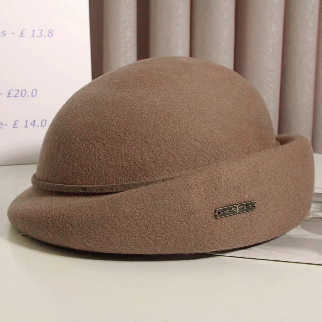 秋冬洋气翘檐时装毡帽小礼帽