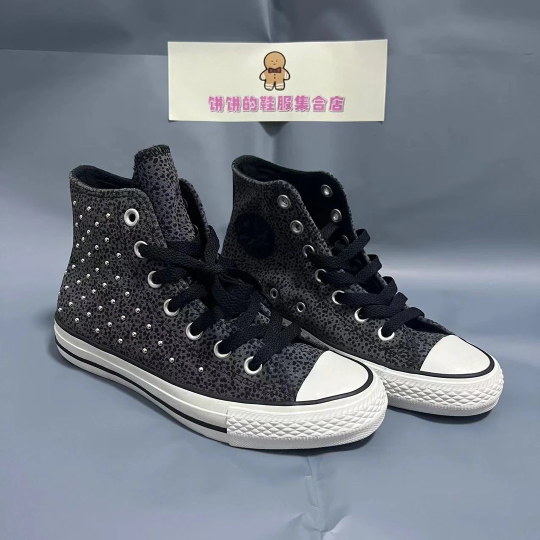 Converse匡威全麂皮高帮鞋子灰色点点35码545585c