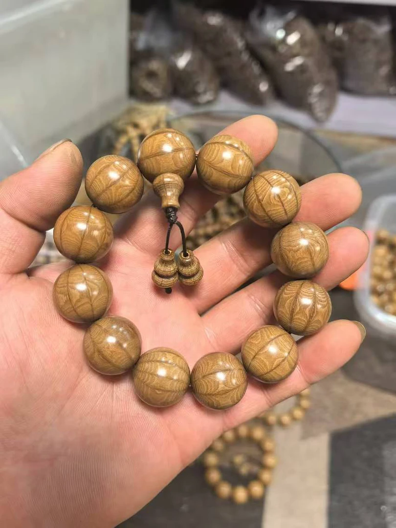 五台山天然老料六道木手串满莲花纹佛珠念珠手链