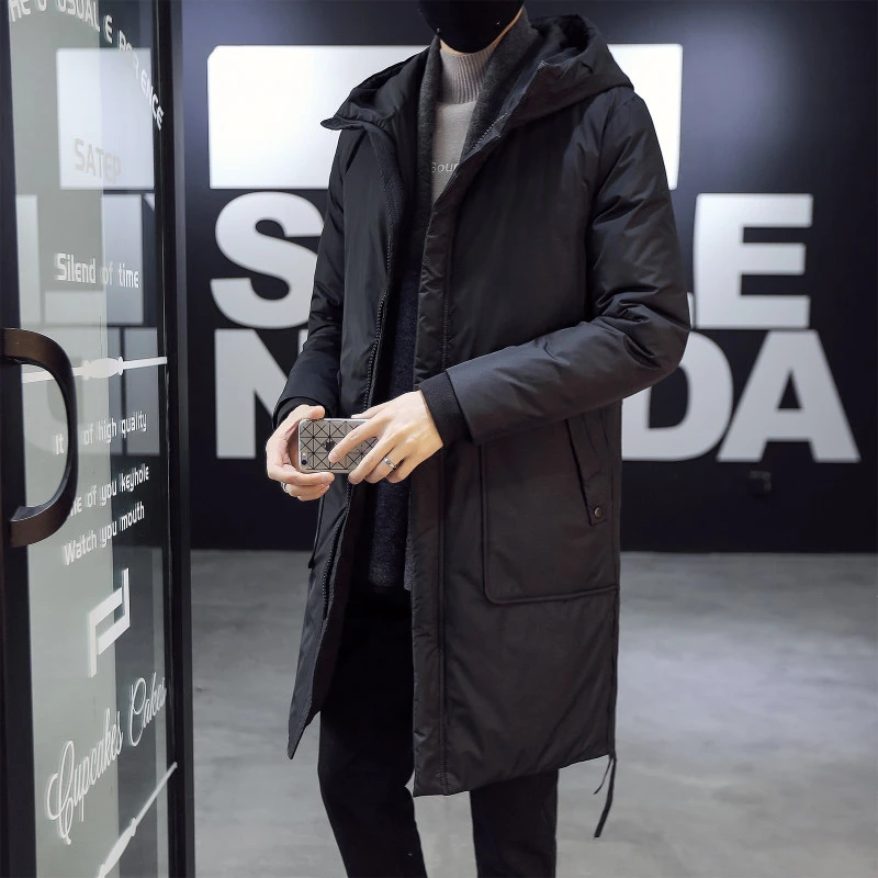 连帽中长款棉衣男棉服潮流棉服男士休闲青年加厚保暖韩版过膝宽松