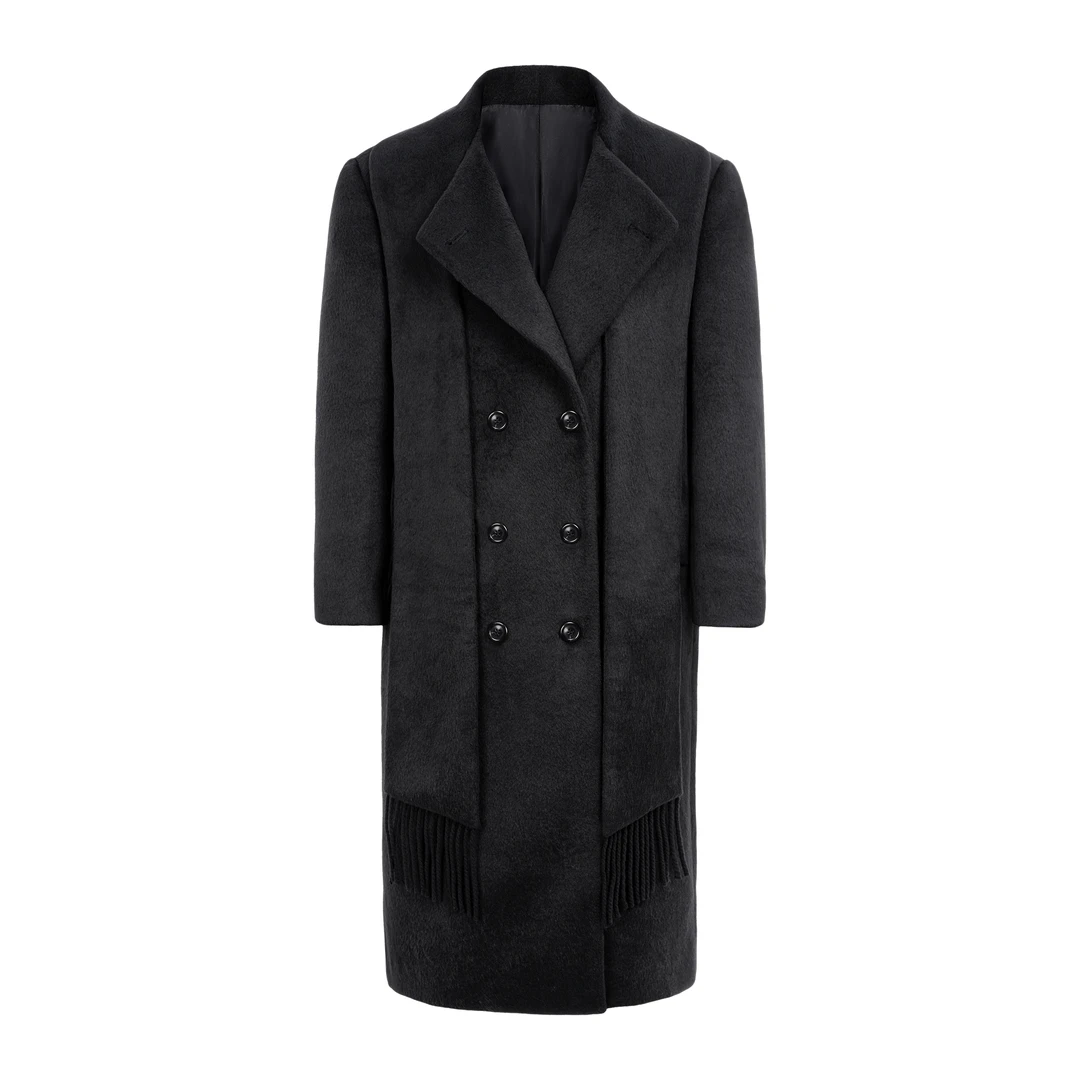 Casoulty Scarf Overcoat/围巾大衣 羊毛混纺毛呢 仿马毛 二合一