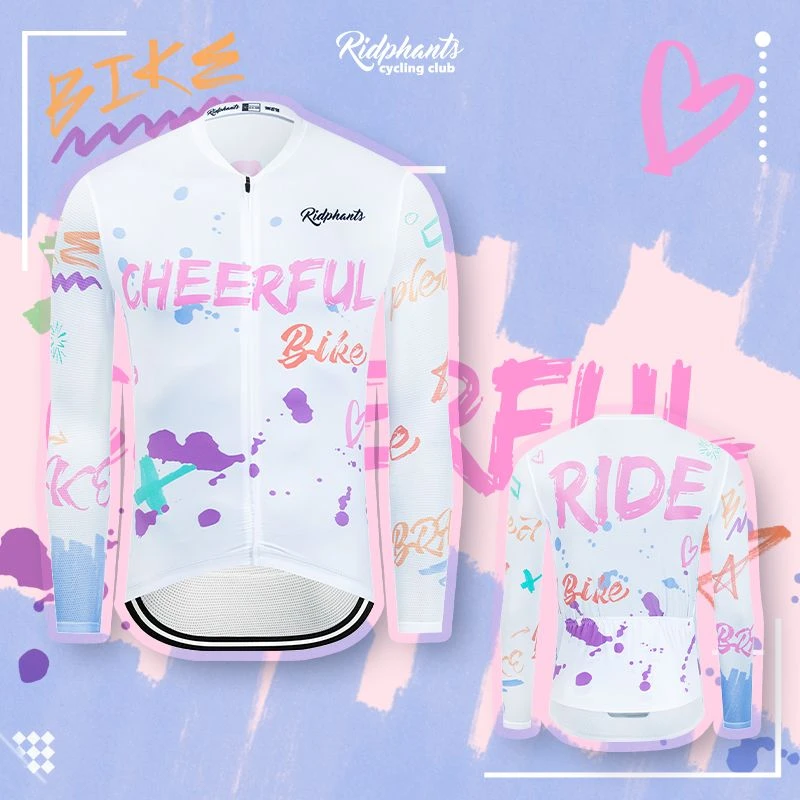 大萍专属涂鸦元素春秋款骑行服长袖男女自行车服单车