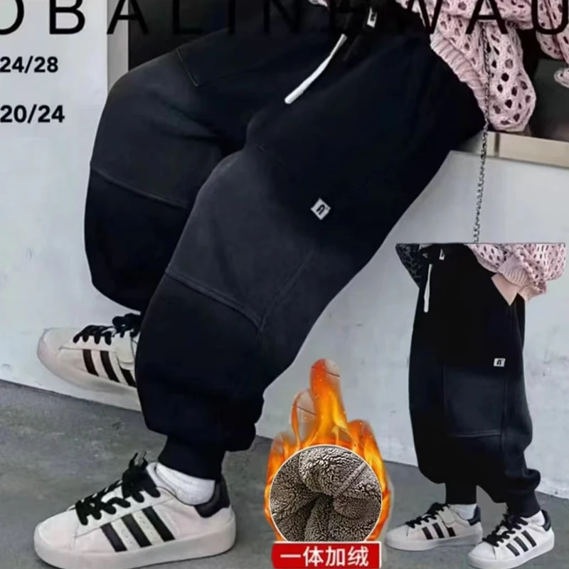 【 -10度】厚厚儿童休闲字母卫裤休闲裤秋冬季男童加厚冬款潮流百搭