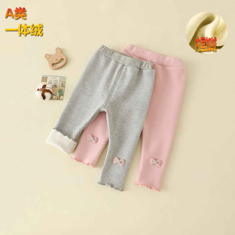 宝宝绒裤子打底裤女童一体绒裤子冬洋气儿童外穿裤子冬季保暖加厚