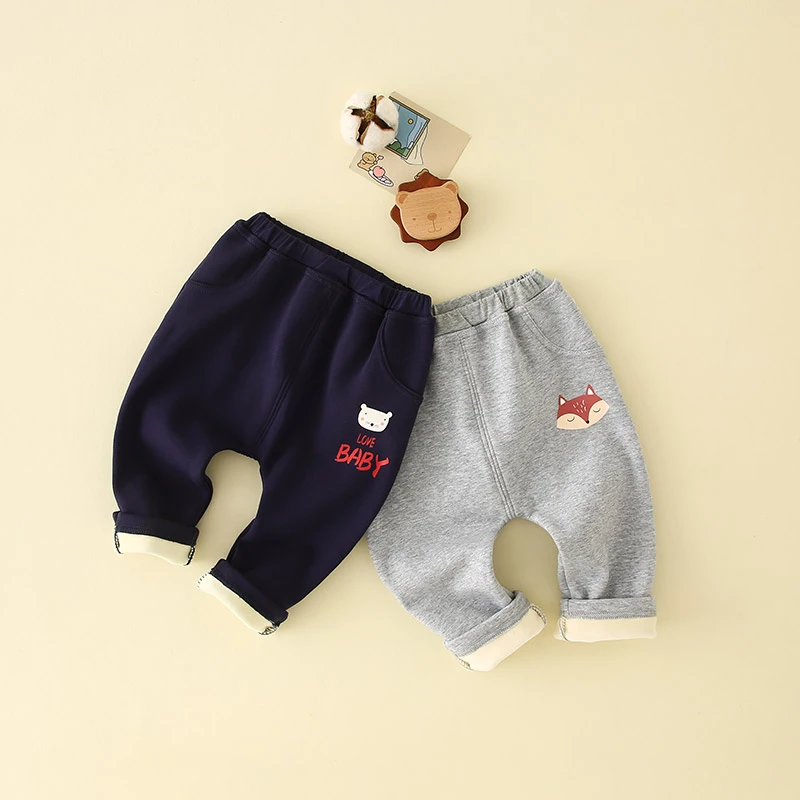 宝宝小童屁屁裤加绒裤秋冬男童裤大pp裤儿童哈伦裤可开裆外穿