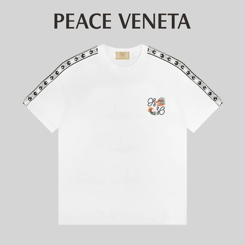 高奢神龙刺绣舒适卡通百搭经典时尚春夏宽松圆领短袖V1028