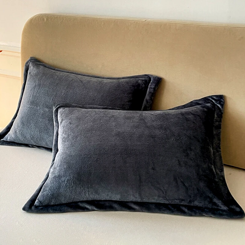 珊瑚绒枕套单个48cmx74cm加厚枕头套绒面牛奶绒冬季枕芯套学生床