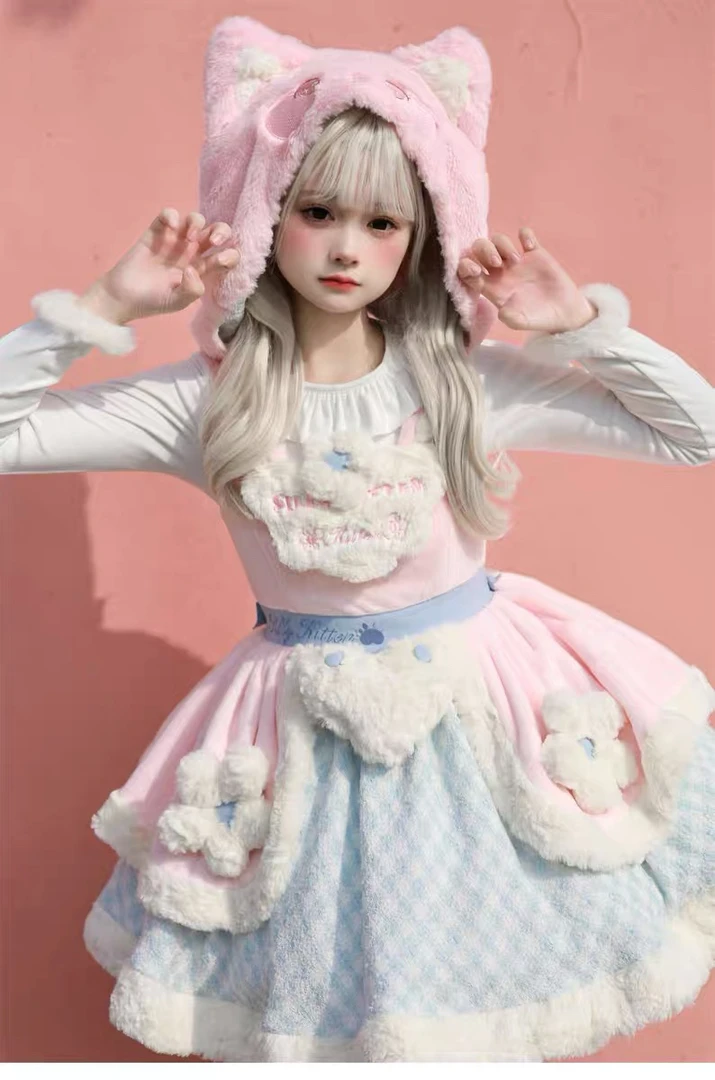 (实体店正品现货) 嗷呼一口少女心 连帽JSK软糯Lolita 秋冬连衣裙