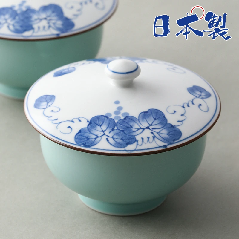 清仓波【单支】日本进口有田烧手绘绿釉葡萄带盖茶杯180ml