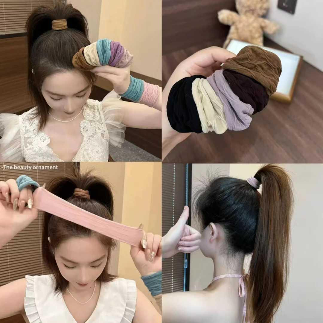 新款升级版提花系列超柔软高弹耐用面膜肌肤感发圈韩版超宽发绳