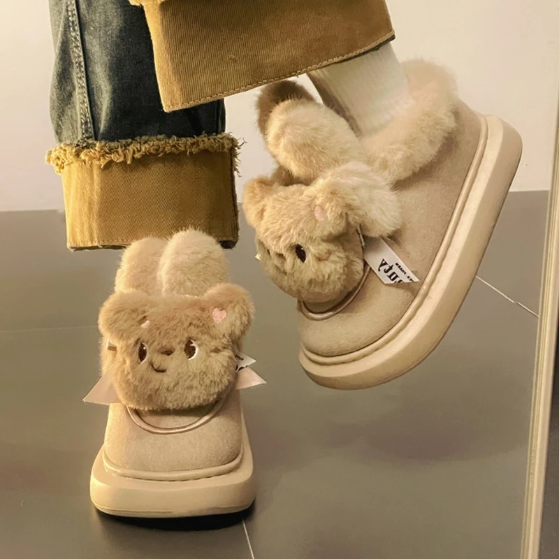 2024新款可爱雪地靴女款冬季短靴美拉德棉靴加绒保暖防滑棉鞋假日