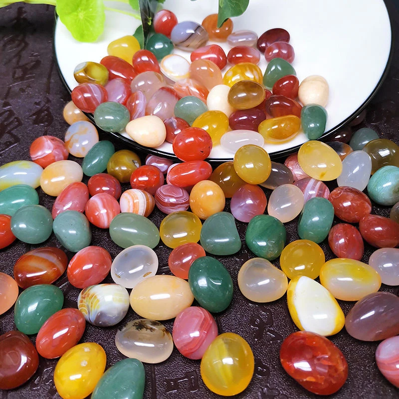 南京雨花石原石天然鹅卵石鱼缸造景装饰五彩石头花盆铺面彩色石子