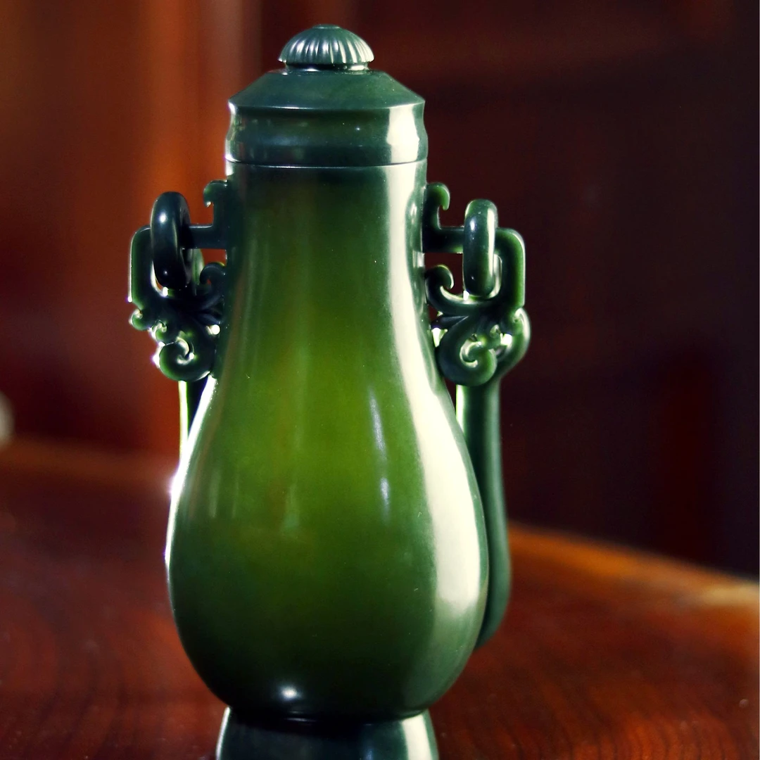 宫廷款丨提梁卣 香炉和田玉青玉薄胎玉壶蒋宏利茶具