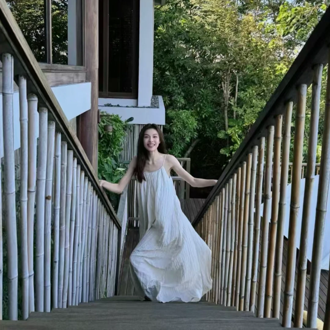 VENA LABEL IINC 春夏经典款度假风吊带无袖连衣裙女 钟楚曦同款