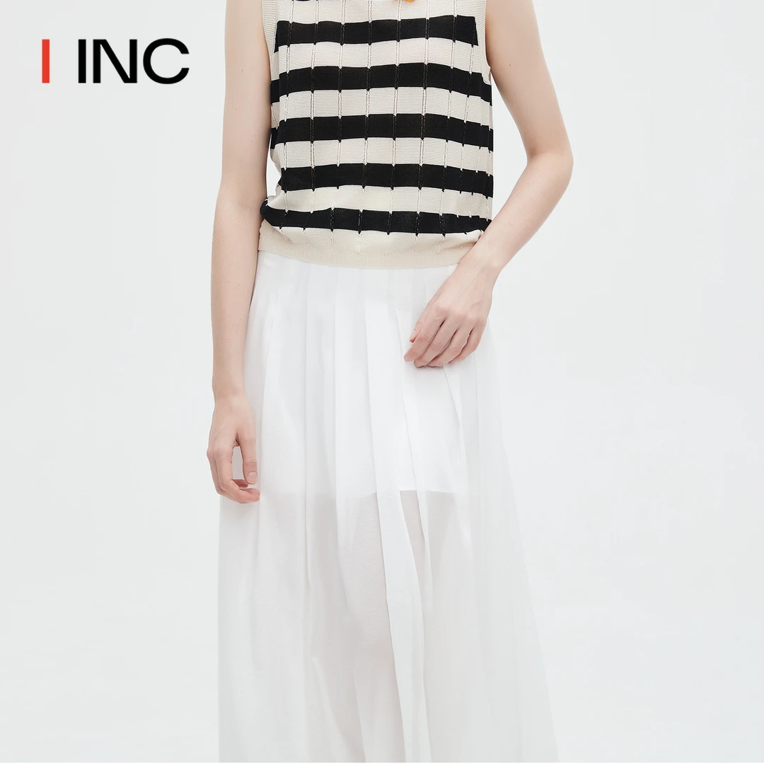 MIMBLANCHE 24AW新款设计感白色百褶气质半身裙女 IINCBOUTIQUE