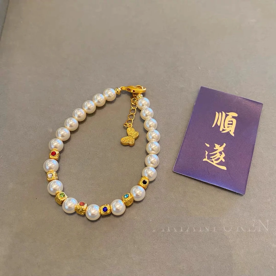 合金手链 轻奢锤纹百搭精致小众时尚大气手链女饰品