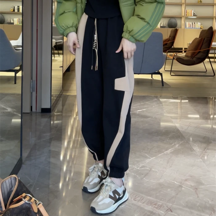 加绒加厚卫裤女2024秋冬新款哈伦裤显瘦百搭运动裤嘻哈休闲束脚裤