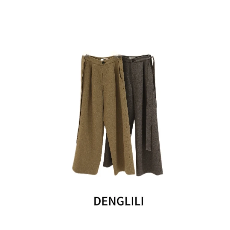 里里SHOWROMM飘带直筒羊毛裤4116