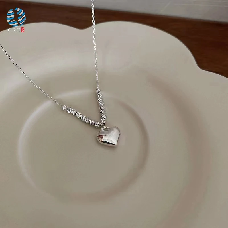 坠链均925银 切面小珠爱心项链轻奢心形小众百搭【官方】