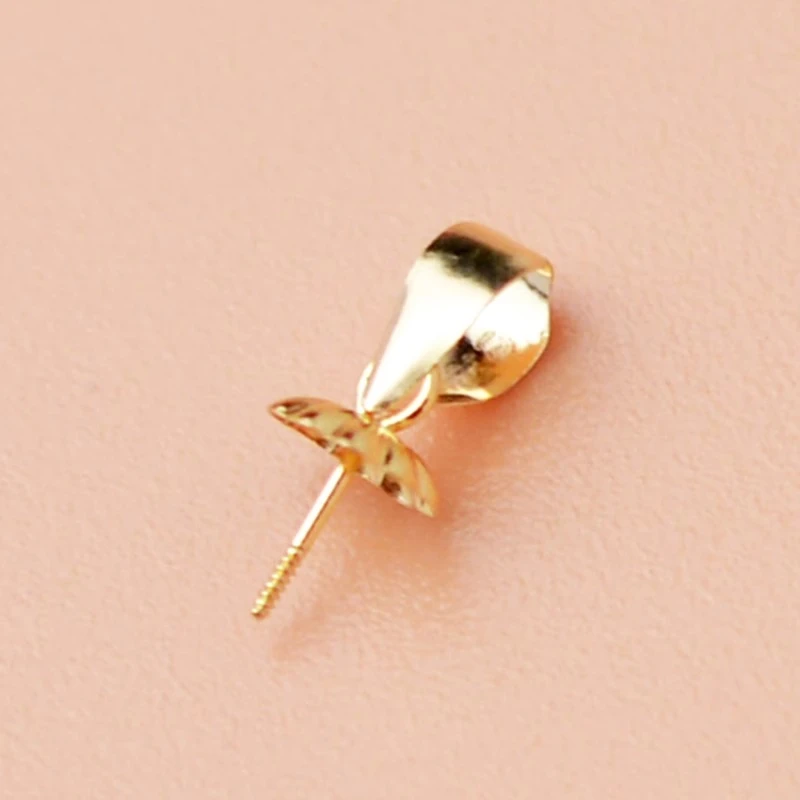 【1个】18K金吊坠瓜子扣头空托珠托手工diy配件珍珠托镶嵌底托