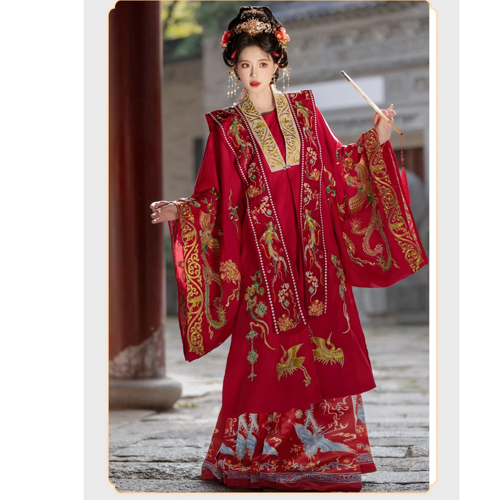 暖云梦原创【凤求凰】重工刺绣婚服古装凤冠霞帔嫁衣明制订婚汉服