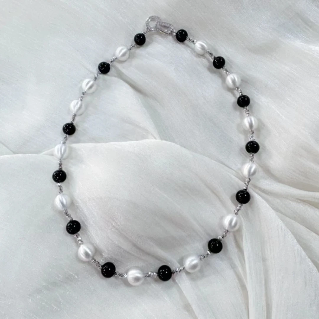 钛钢仿珍珠婚庆饰品 时尚轻奢铜珍珠项链气质百搭简约