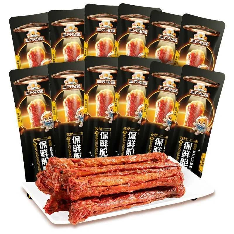 【三只松鼠手撕风干烤脖12根】肉类零食卤味解馋鸡肉非风干