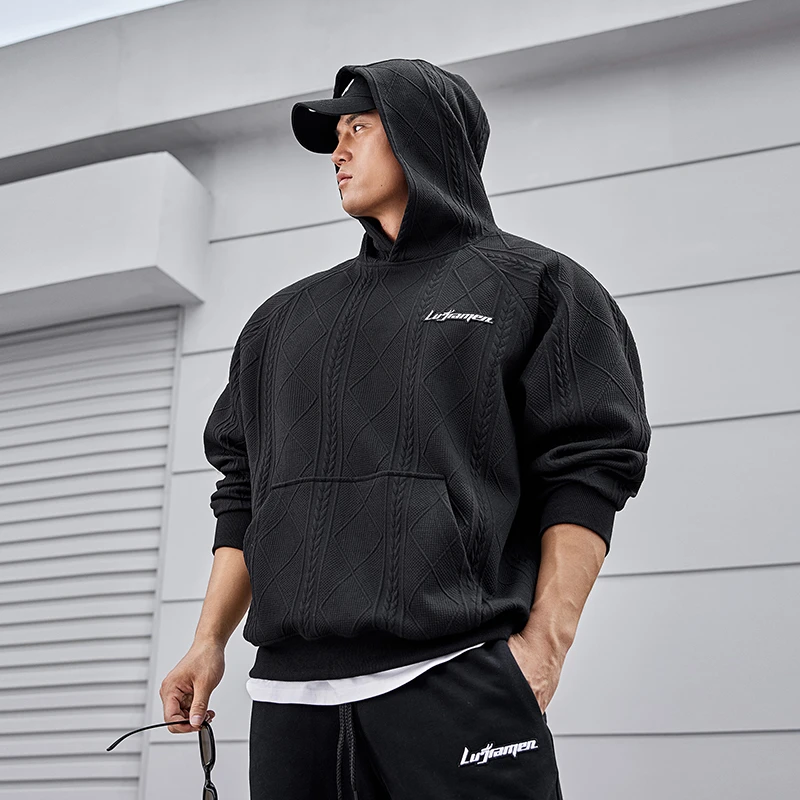 鹿家门高光系列连帽卫衣男士冬季大码套头衫运动健身休闲圆领外套