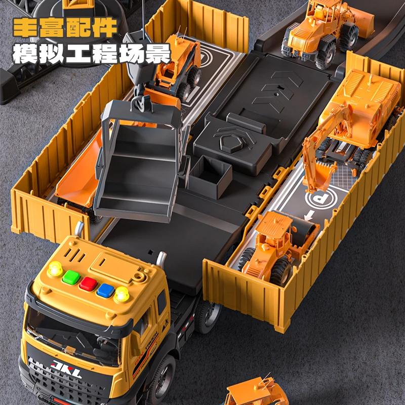 儿童集装箱货柜车吊车大型卡车合金挖掘机汽车工程车玩具套装男孩