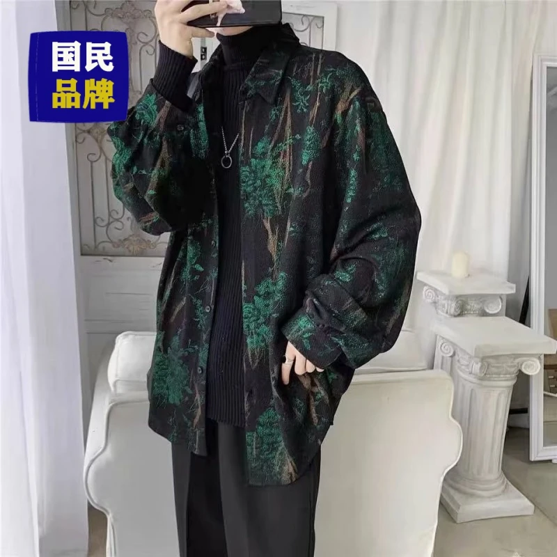 重磅潮男暗黑系古着花纹扎染衬衫巴洛克高级感炸街酷酷男装外套