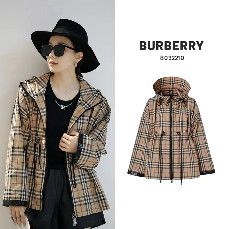 全新未使用 BURBERRY/博柏利 Q现货格纹拉链连帽夹克外套 8032210