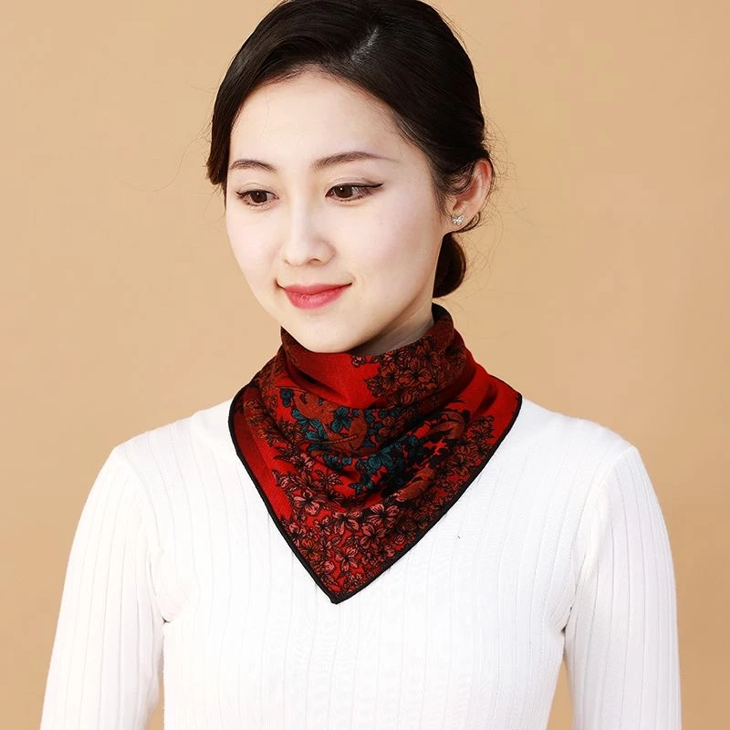 【送胸针】2023新款女士单层三角巾洋气保暖护颈百搭三角围脖围巾