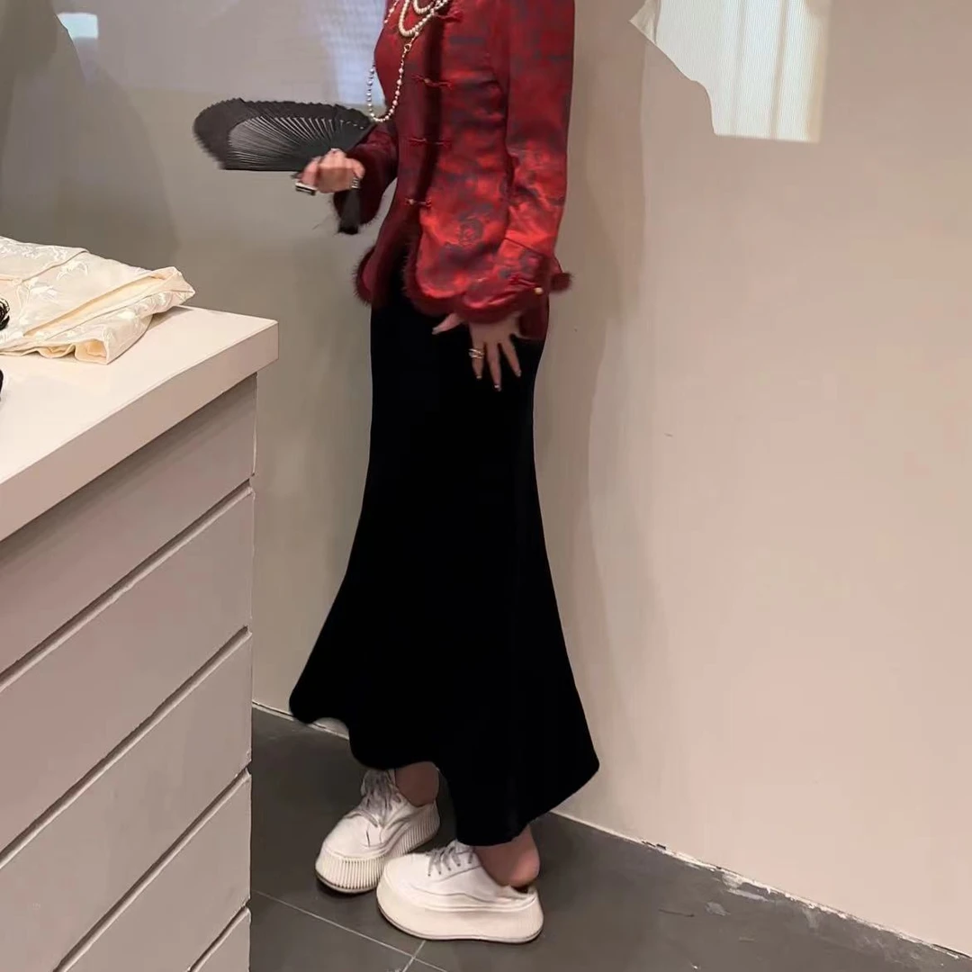 凤起玉鸣【美人鱼】新中式修身复古百搭秋冬显瘦鱼尾女装半身裙裙