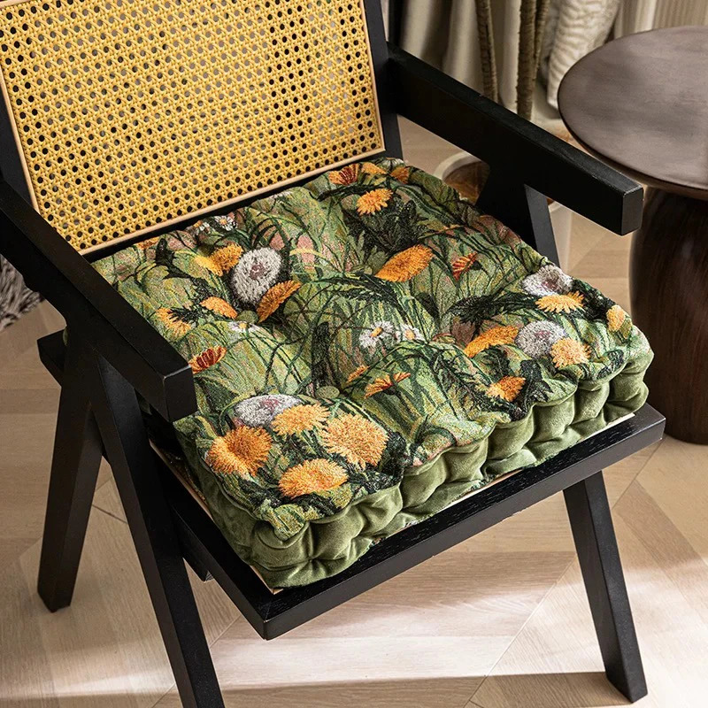 加大加厚美式田园风格坐垫现代简约圆餐椅垫榻榻米地板垫保暖靠垫