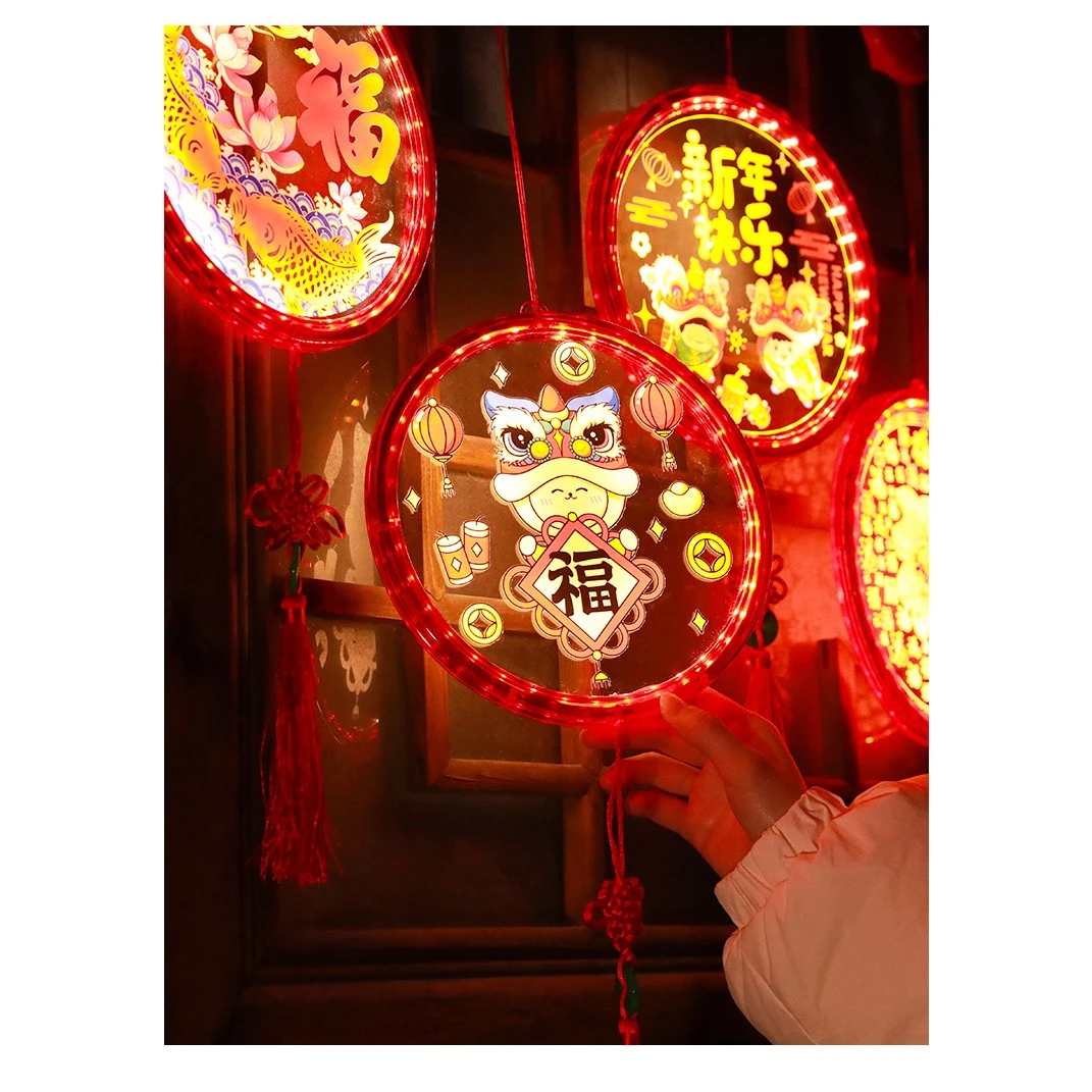 新年彩灯时尚装饰氛围节日布置圆形led 吸盘电池灯春节喜庆气氛彩