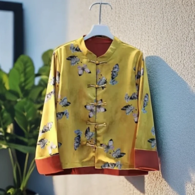 （恋亦）国风新中式重磅长袖时尚双面穿网红百搭气质复古设计师提花