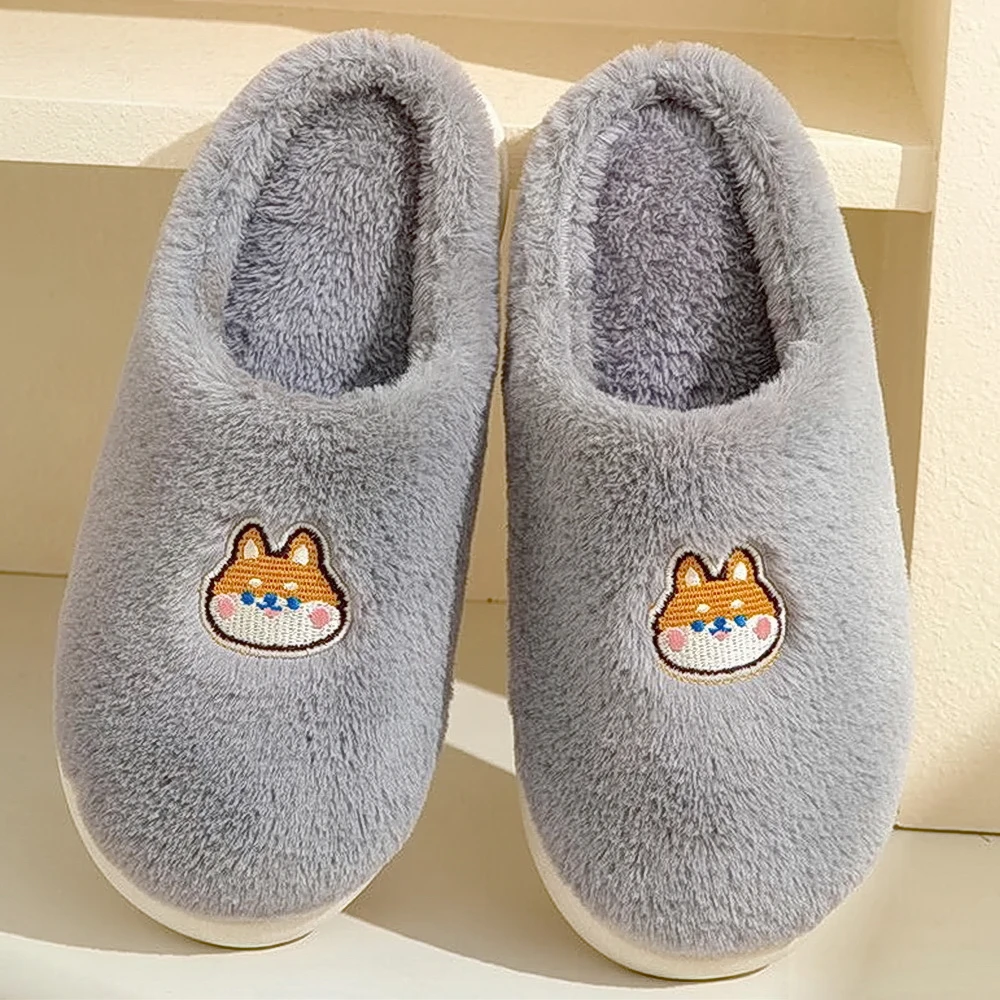 当季福利家居秋冬季情侣外穿棉毛绒防滑拖鞋女棉拖鞋厚底加绒保暖
