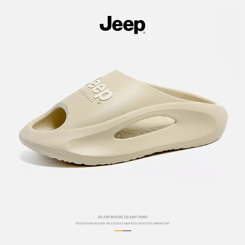 JEEP/吉普运动拖鞋男款踩屎感外穿沙滩凉鞋户外情侣防滑一字凉拖