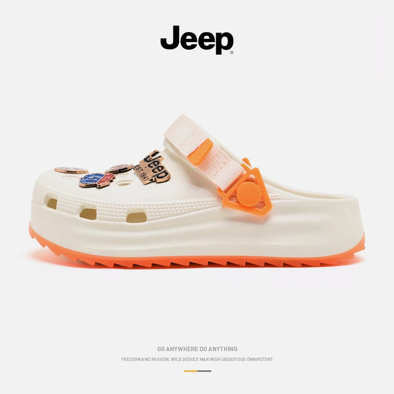 JEEP/吉普洞洞鞋女夏季厚底防滑凉拖户外时尚百搭沙滩鞋休闲女鞋