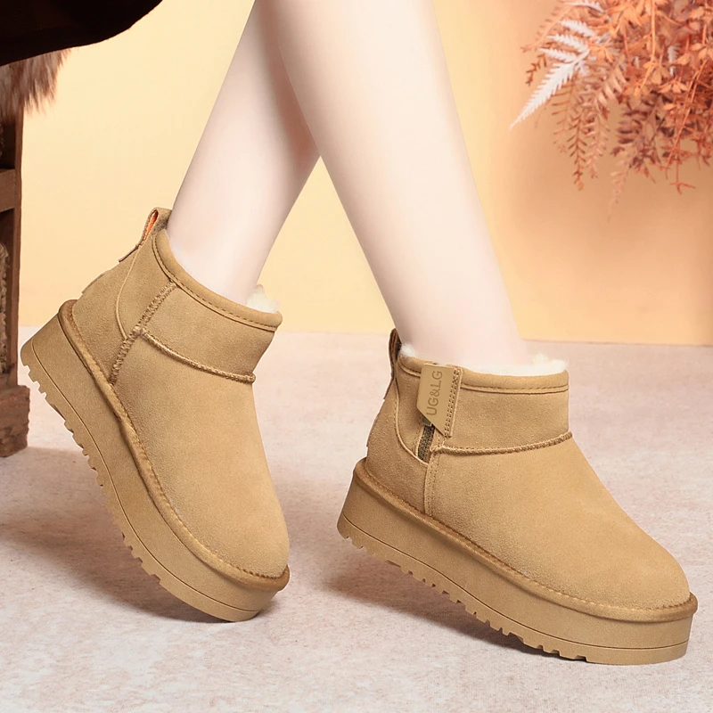雪地靴周冬雨女外穿厚底2024冬季拉链新款皮毛一体短筒靴